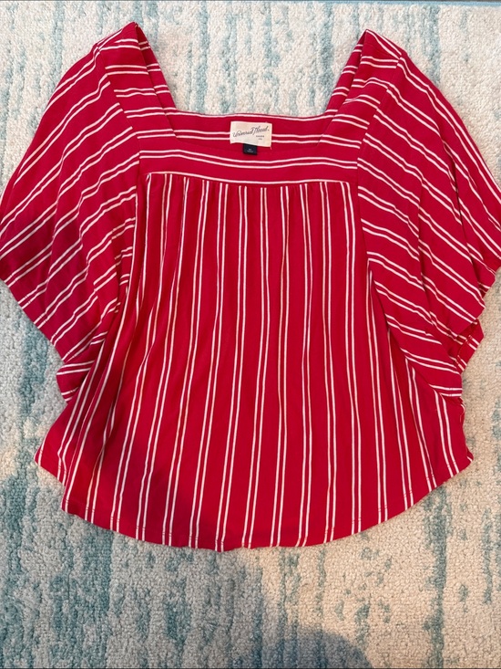 Universal Thread Tops - Universal Thread Red and White Striped Square-Neck Blouse